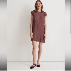 Madewell Plisse Mini Tee Dress Pressed Grape
